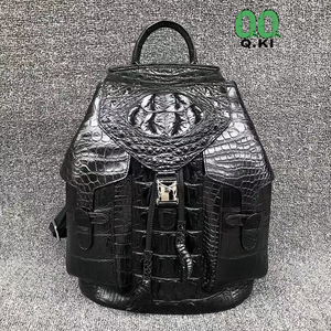 クロコダイルレザー 本革 ワニ革保証 背部革使用 多機能 男女兼用 旅行通勤 リュックサック ボディバッグ メンズ 鞄 黒
