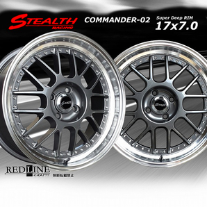 ■ ステルスレーシング COMMANDER 02 ■ 17x7.0J OFF+38 PCD100 深リム/段リム/カスタムサイズ!! コンパクトカー/チューニングカーに!!の画像1