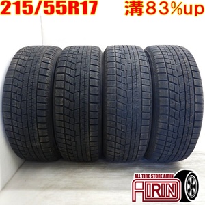 中古タイヤ 215/55r17 スタッドレスタイヤ YOKOHAMA iceGUARD 6 IG60 4本セット レクサスHS クラウンアスリート オデッセイ 中古 17インチ