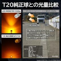 T20S led ダイハツ コペン セロ (LA400K) 対応 FR ウインカーランプ LED MONSTER 550lm シングル ピンチ部違い アンバー 2個 5-D-7_画像9