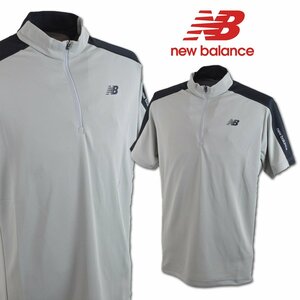 2024春夏新作【ニューバランス】メンズ 半袖ハイネックシャツ LL(6) グレー 012-4166009-22 new balance ゴルフ ハーフジップ かっこいい @