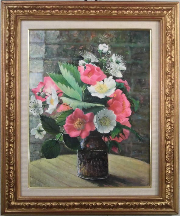 Bouquet de fleurs du jardin de Sibelle Guley C'est une œuvre d'il y a quelque temps, mais c'est un chef-d'œuvre qui transmet directement la passion et la puissance expressive cachées en moi quand j'étais jeune., peinture, peinture à l'huile, peinture nature morte