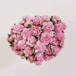  artificial flower [ Mini * paper flower rose ( pink #120) diameter approximately 15mm 50ps.@] hand made lease art flower corsage 