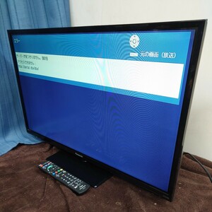 87 Panasonic　パナソニック　液晶カラーテレビ　品番：TH-32F300HT　32V型　初期化済　リモコン付属　中古品　2018年製　液晶テレビ