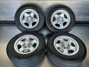 BRIDGESTONE 215/70R15 DURAVIS R670 バリ山ミックスホイール付き、15×6.5J、+27、139.7/H6、9.32mm前後、バランス済み、ハイエースに