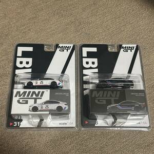 LB限定ブリスター Mini GT 1/64 LB-WORKS BMW M4 W/M ストライプ(黒/左ハンドル) + BMW IMSA LBWK 2台セット