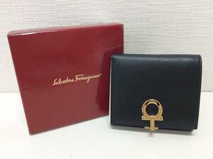 S965　Salvatore Ferragamo フェラガモ ガンチーニ 折財布 コインケース劣化有 折り畳み 黒