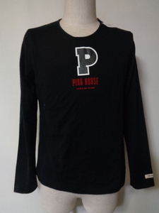 未使用 ピンクハウス PINK HOUSE Pロゴ 長袖 Tシャツ (L) 黒 ロンT トップス カットソー 日本製