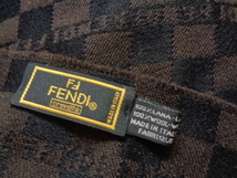 FENDI フェンディ ズッカ フリンジ付 マフラー 茶系 170×45 メンズ レディース イタリア製 ウール　_画像1