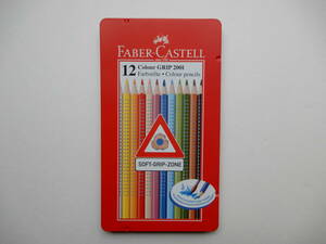 少し使用 FABER-CASTELL 水彩色鉛筆 12カラーグリップ 12色 ソフトグリップ 名門文具ブランド 握りやすい 滑りにくい三角デザイン