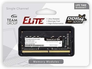 【新品】Team ノートPC用メモリ SO-DIMM DDR4 3200MHz PC4-25600 8GB