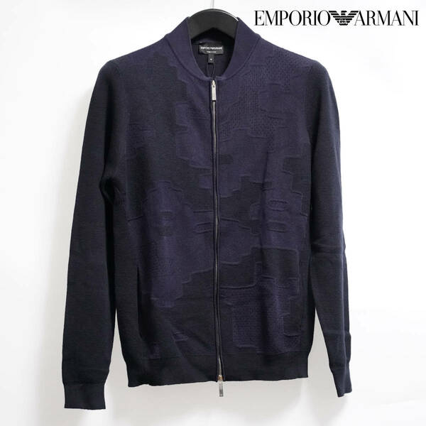 ②Mサイズ コレクションアイテム イタリアメイド ジップアップニットブルゾンエンポリオアルマーニ EMPORIO ARMANI ブラックパープル