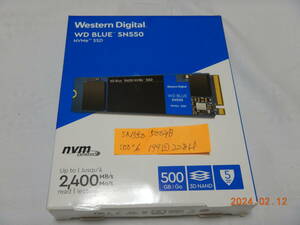 使用時間少：Western Digital製 M.2SSD (NVMe) WD SN550 500GB（SMART100％正常 228時間）