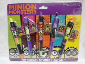 ◆即決有◆ USJ限定 2018 ハロウィン ミニオン MINION MONSTERS チャーム付 ボールペンセット 5本 /未開封品