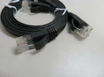 【ほぼ新品】カテゴリー6e(cat6e) フラットLANケーブル 1m×2本(黒)_画像2