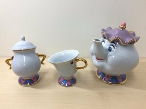 ディズニー 《未使用品》TDR 美女と野獣 ティーセット 3点 ティーポット シュガーポット カップ 3A27 【80】