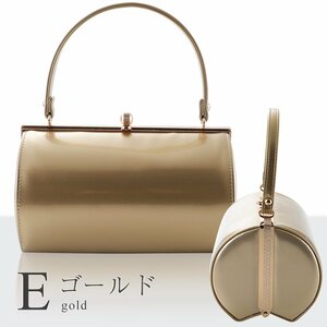 ◆振袖用◆ツートンカラー エナメル きものバッグ 和装バッグ ハンドバッグ bb-263 (Eゴールド)【成人式 結婚式 卒業式】