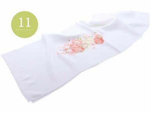 ■日本製 正絹■振袖用 帯揚げ 丹後ちりめん 刺繍入り さくら 桜 ah-196 (11ホワイト) 【成人式 結婚式】