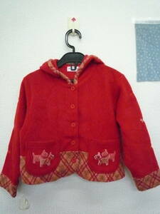 *CROWN BANBY with a hood . fleece jacket outer garment dog * one Chan red size 110cm