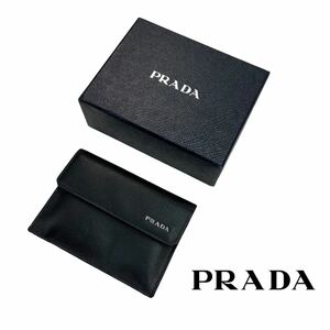 美品 PRADA プラダ カードケース ブラック イタリア製 サフィアーノレザー 名刺入れ 箱付き ギャランティカード無し 2009年製 希少 A2163