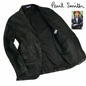  beautiful goods Paul Smith LONDON Paul Smith London 2B leather tailored jacket size M black HERO Kimutaku wearing storage wrinkle famous work A2176