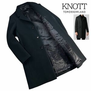 定価7.5万 極美品 KNOTT(TOMORROWLAND) ノット トゥモローランド取扱 カシミヤ チェスターコート サイズ1/S相当 ブラック 日本製 A2207