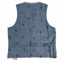 定価約3万 新品同様 BLUE BLUE×J.PRESS ジレ ベスト サイズ2/M相当 ヒッコリー シャンブレー ホワイト ブルー 美シルエット 極美品 A2224_画像6