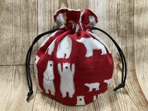 巾着袋 巾着　しろくま　白くま　ハンドメイド ミニ巾着 drawstring bag handcrafted