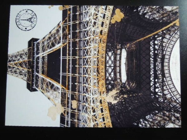 A4 額付き ポスター Eiffel Tower エッフェル塔 フランス パリ La tour Eiffel シャビー アンティーク アート