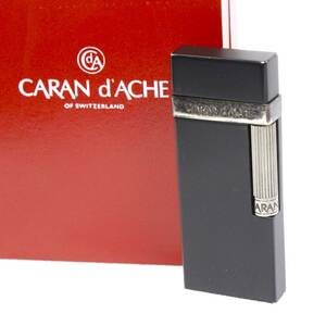 火花OK◆カランダッシュ【CARAN d'ACHE】ローラー ガスライター／艶消しブラック×シルバー／箱付属／火花○／2210-K0280V(NT)R