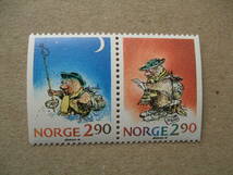 ノルウェー　１９８８年　クリスマス切手　２種ペア完　未使用_画像1