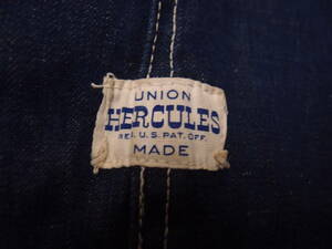 ◆古着卸USA■HERCULES☆オーバーオール★★★　ヘラクレス　Rマークなし　UNION MADE　　ビンテージ　アメリカ直輸入　濃紺