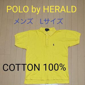 POLO by HERALD メンズ半袖 ポロシャツ 黄色　ゴルフウェア　コットン100%