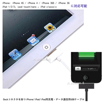 送料無料 DOCKケーブル 1m iPad iPhone4 4S 3GS 3G iPod 等対応 USB cable 充電 データ転送 USBケーブル (ブラック)1_画像3