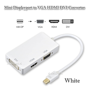 ミニディスプレイポート 変換アダプター VGA HDMI DVI 3in1 接続 Mini DisplayPort ホワイト