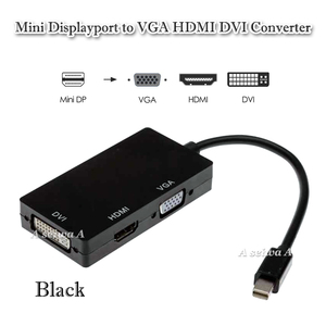 MDP to VGA DVI HDMI 変換アダプター(ブラック)