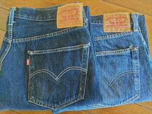 Levi's　LVC　復刻　501XX　W38　2本セット　赤耳　ビッグE　ギャラ入り紙パッチ　隠しリベット　中古品　リーバイス