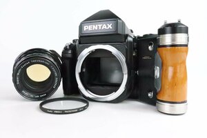 PENTAX ペンタックス 67II 中判フィルムカメラ Super-Multi-Coated TAKUMAR/6x7 105mm 2.4 レンズ ウッドグリップ付★F