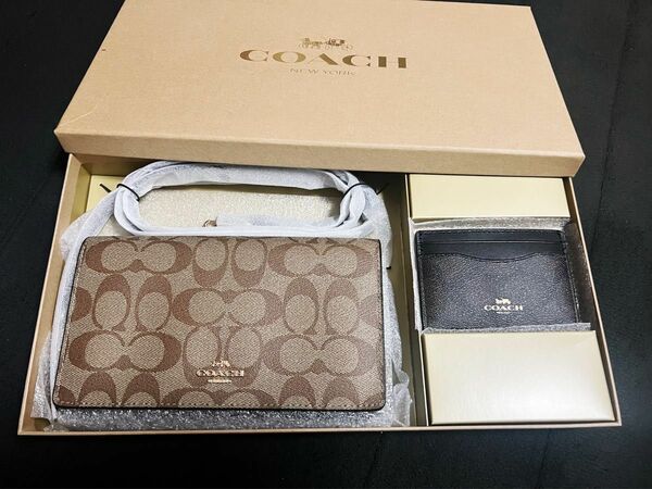 新品 COACH コーチ 正規品 ショルダーバッグ+カードケース2点セット