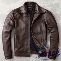 「81SHOP」高品質 牛革 本革 レザージャケット シングルライダース 革ジャン カウハイド 機関車 バイクレザー メンズファッション S～5XL_画像1