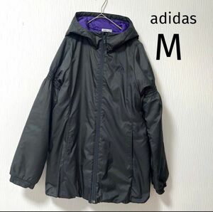 adidasダウンジャケット　中綿ダウン　M ジャケット　コート　ブラック　パープル