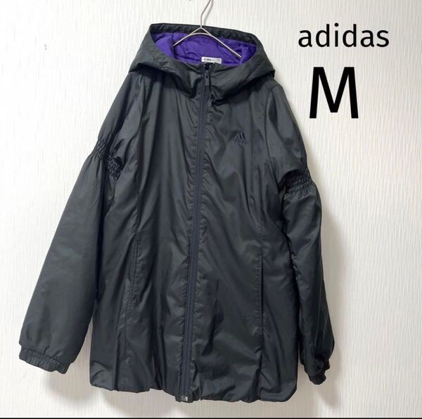 adidasダウンジャケット 中綿ダウン M ジャケット コート ブラック パープル