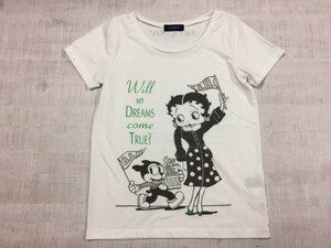 Lois CRAYON ロイスクレヨン × BETTY BOOP ベティブープ ビン坊 ビンボー 半袖Tシャツ カットソー レディース F 白