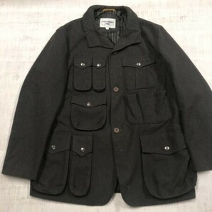 カンサイヤマモト KANSAI YAMAMOTO HOMME テック オールド古着 マルチポケット ハンティング ウール ジャケット メンズ 3つボタン L グレーの画像1