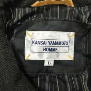 カンサイヤマモト KANSAI YAMAMOTO HOMME テック オールド古着 マルチポケット ハンティング ウール ジャケット メンズ 3つボタン L グレーの画像2