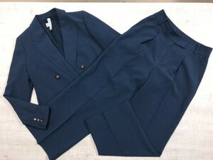  Morgan MORGAN Classic retro mode old clothes a little stretch double wide pants suit top and bottom setup lady's 66 blue 