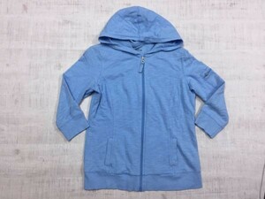 Style&co. Sport スポーツ トレーニング 肩ポケット 七分袖 スウェットパーカー ジャケット レディース コットン100% S 水色