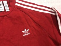 アディダス adidas レトロ スポーツ ストリート トレフォイル 三つ葉 トレーナー スウェット メンズ ロゴ刺繍 サイドライン S 赤_画像3