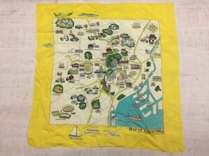 高島屋 MAP OF TOKYO 1964 東京 地図 オリンピック誘致記念 60s 小物 スーベニア お土産 大判ハンカチ バンダナ スカーフ 黄色