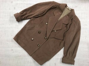 アクアスキュータム Aquascutum レトロ モード クラシック ダブルフェイス ラペルド コート ジャケット レディース ウール100% 10 キャメル